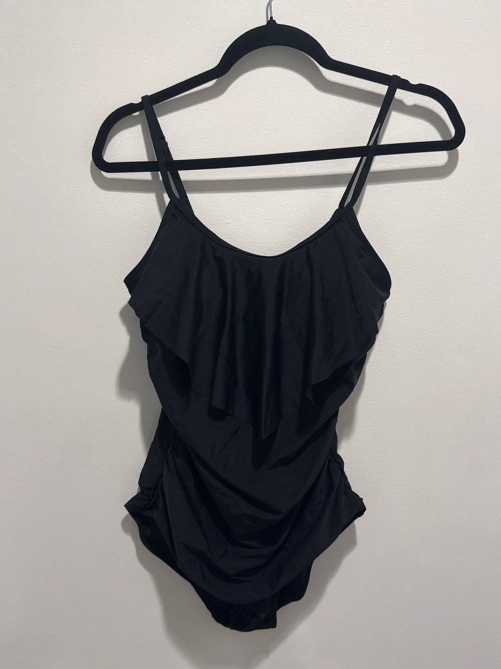 Black Ruffled One-Piece Swimsuit